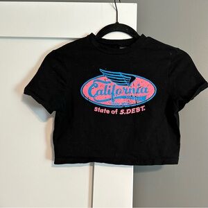 SHEIN Cropped Tee Shirt Black